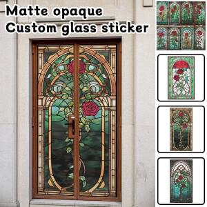 레트로 교회 스테인드 글라스 필름, 반투명 창 스티커, 장미 그림, 예술 프라이버시 홈 웨딩 배경 장식