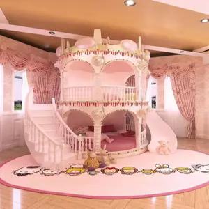 당당상점 원목 핑크  침대 원형 슬라이드 이층 맞춤형