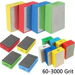 다이아몬드 핸드 폴리싱 패드 60-3000 그릿 샌딩 블록 폼 백킹 타일 유리 석재 대리석 화강암 세라믹 금속