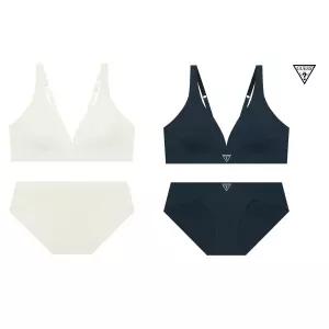 게스언더웨어 2종택1 삼각 로고포인트 딥브이 브라렛 팬티세트 GCWBR742/GCWPT742