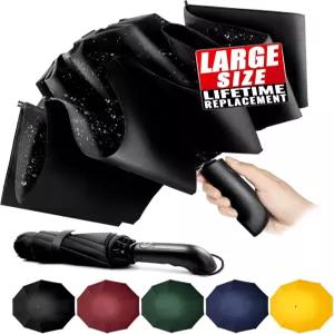 차키피 콘룬 여행 반전 우산 - 비를 위한 자동 후진 접이식 휴대용 10 리브 큰