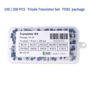 트라이오드 트랜지스터 세트 PNP NPN 키트 BC337 2N2222 2N2907 2N3904 S8050 A1015 C1815 TO92 100 개 200