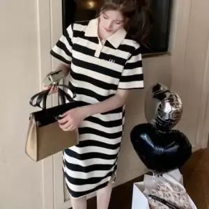 반팔원피스 큐티 여유핏 스트라이프 여름 편한 카라