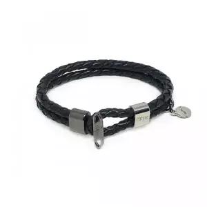 [클립스어반]  티모 블랙 가죽 남자팔찌
