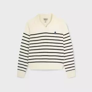 후아유 Steve Open Collar 스트라이프 Pullover WHKAG2343F 448705