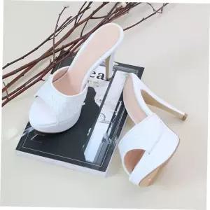 여성슬리퍼힐 국내제작 격자 짜임 스트랩 가보시 킬힐 뮬 슬리퍼힐Y