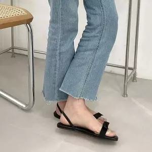 [에이치플러스몰]미니멀 스트랩 플랫라인 백오픈 슬링백샌들 데일리슈즈 6SS