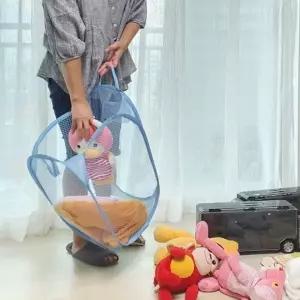 ( )접이식 메쉬망 빨래 세탁물 바구니 아기 빨래통_24722929