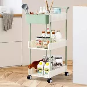 [생활] 무빙트롤리 3단 이동수납장 바퀴트레이 세제선반 미니