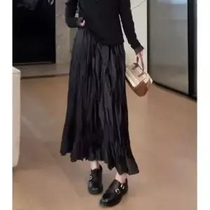 여친 치마 가을 중기장 플리츠 A라인 광택감 슬림핏 쉬폰 데일리 SPO마켓3