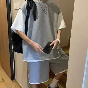 남성여름트레이닝세트 레이어드st 오버핏 반팔 반바지 홈웨어 츄리닝 데일리