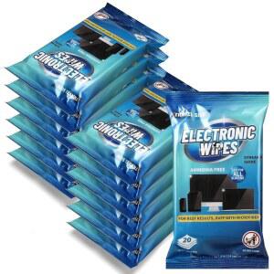 Threlaco 240 물티슈 /12팩 전자 컴퓨터 전자 스크린 제품용 스테이크 모니터 미리 휴대폰 신선도 물티슈 물티슈 스크래치 및 재봉 없음 적신 기타 잠금장치 가능 TV 청소 없음