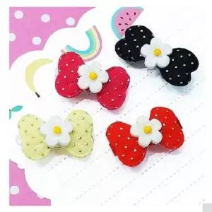 강아지고무줄 강아지똑딱핀 꽃 자동핀 강아지삔 애견 머리핀