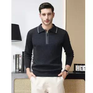 남친 니트 울 중장년 터틀넥 스웨터 반 집업 잉꼬 퓨어 칼라넥 댄디 M스포1