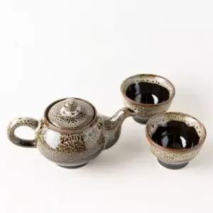 ksr 이천도자기 이중시유 2인 주전자 찻잔 다기세트