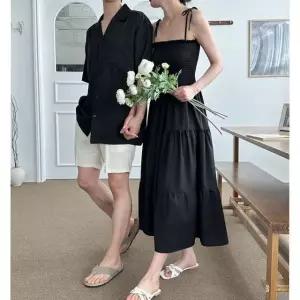 검정 신혼여행 커플룩 세트 1P 셀프웨딩 바캉스룩