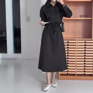 다솜결 아노락 포켓 후드 롱 원피스 스트릿룩