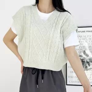 여성 러블리 데일리 스타일 오버핏 니트 조끼