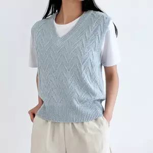 여성 베이직 디자인 루즈핏 브이넥 니트 조끼