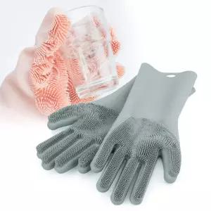 실리콘 고무장갑 브러쉬형 회색 수세미장갑
