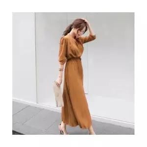 여성 긴팔 스커트 원피스 봄가을 슬림핏 조거 쉬폰 OOTD3