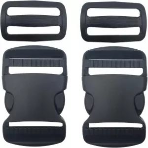 EesTeck 2 세트 1.5인치 플랫 듀얼 조절 가능 플라스틱 퀵 사이드 릴리스 버클 및 캐리어 스트랩용