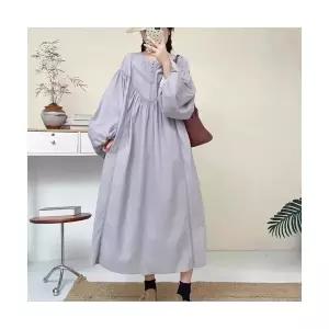 여성 레이어드 레이스 원피스 프렌치 빈티지 라운드 펀칭 벌룬 소매 롱 스포M1