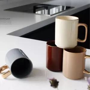 [마이모노샵][마이모노샵] 베이지 그레이블루 카키브라운 골드손잡이 롱머그잔 과실컵 (17307414)