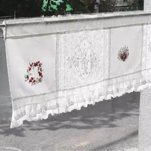 [마이모노샵][마이모노샵] 나비 꽃 플라워 자수 레이스 바란스 커튼 장식 가리개 (17306929)