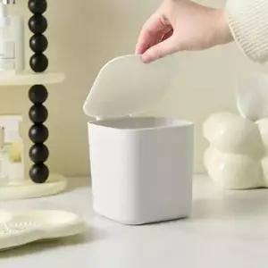 욕실 심플 미니 플립 뚜껑 사각 휴지통 화장대