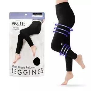 겨울레깅스 일본 직수입 모코모코 수면 파자마 레깅스(블랙)