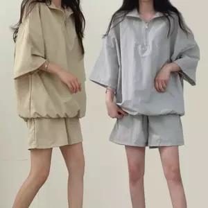 [yck]여성 여름 외출 아노락 반바지 반팔 트레이닝 세트[패션]