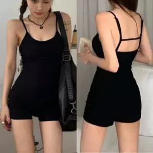 [yck]여성용 슬림핏 끈 나시 올인원 숏 팬츠 롬퍼 점프수트[패션]