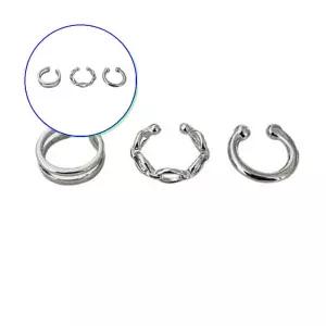 쌍문상회 심플한 귀찌세트 3종 이어커프형 실버귀걸이 데일리악세사리