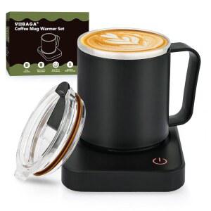 자동 차단 기능이 있는 보바가 커피 머그 워머 세트, 15온스 선물 세트 및 3가지 온도 설정 홈 오피스 책상 액세서리 발렌타인 데이