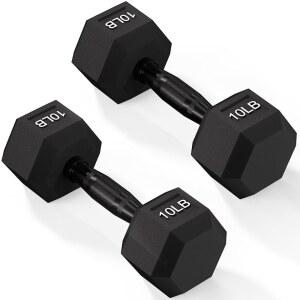 핏비드 고무로 둘러싸인 운동 및 피트니스 헥스 덤벨, 홈 헬스장용 미끄럼 방지 금속 손잡이가 있는 핸드 웨이트, 다양한 사이즈