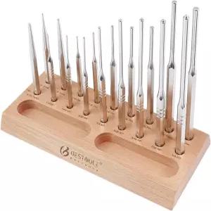 BESTNULE 펀치 세트 롤 핀 도구 스틸 센터 펀치와 너도밤나무 블록을 포함한 견고한 소재로 제작되어 기계