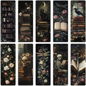 고딕 다크 아카데미아 여성용 북마크 - 소설 애호가를 위한 빈티지 북플라워 코티지코어 종이 레트로