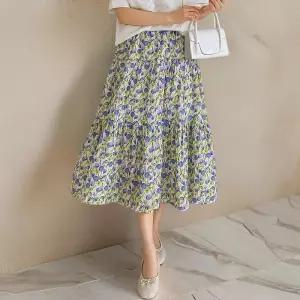 [다잇템]여성 콘트라스트 티어드 꽃무늬 SS 롱스커트 (31623732A)