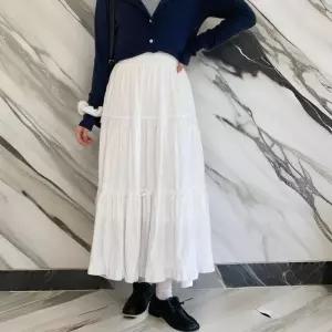 [다잇템]여자 리본 고무줄 티어드 롱 스커트 (31623645A)