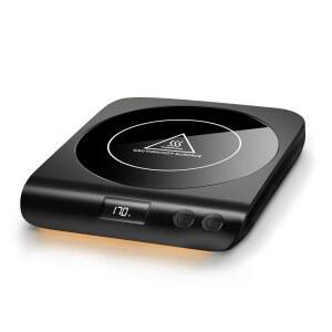 가이아탑 커피 머그잔 워머, 3가지 온도 설정, 2-10시간 자동 차단 및 따뜻한 스트립 표시등, 차 우유 코코아 캔들을 위한 50W 스마트 컵 워머 고속 난방판, 스타킹 스터퍼, 블랙