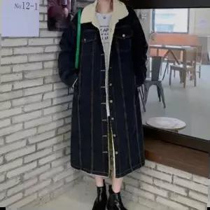 롱재킷 따뜻한 패션 안감 양털 소재 롱롱 데님 재킷