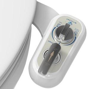 화장실용 왼손 비데 부착 - 좌측 듀얼 노즐(전면 및 후면 세척) 비전기 조절 수압, 물 변기