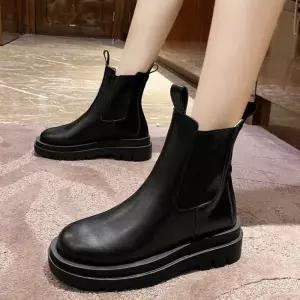 여성 따뜻한 기모 안감 깔끔한 통굽 앵글 첼시 부츠