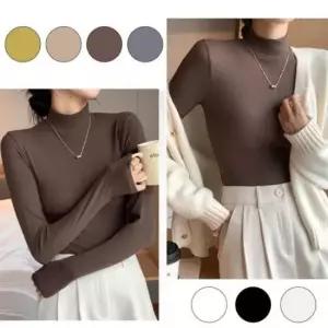 [의류] 골지니트 간절기 목보호 코디 패션 반폴라 티셔츠