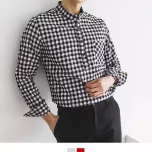 [라일리의류] Rly TBZ 헨리넥 포인트 포켓 깅엄체크 남방