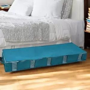 [생활] 5칸 부직포 언더베드 수납 박스 블루그린