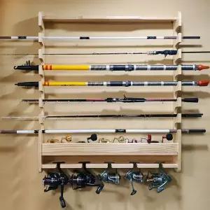 UST 로드거치대 낚시대거치대 벽걸이형 베이트 스피닝릴 수납공간