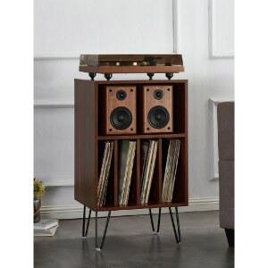 LP 수납장 원목 레코드판 엘피판 호두색 LP판 캐비닛 음반꽂이 플레이어 정리함 세트