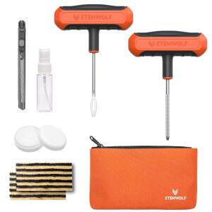 플러그 16개가 장착된 ETENWOLF 플랫 타이어 수리 키트, 자동차, 오토바이, ATV, 지프, 트럭, 트랙터용 헤비 듀티 키트(비비드 오렌지)